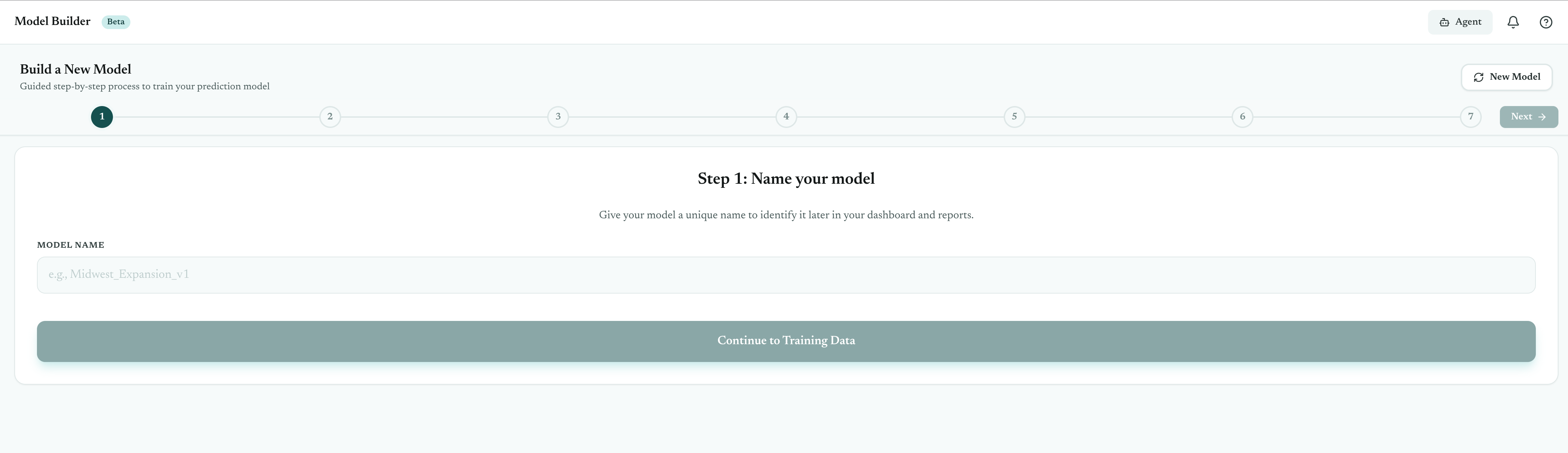 Model builder wizard
